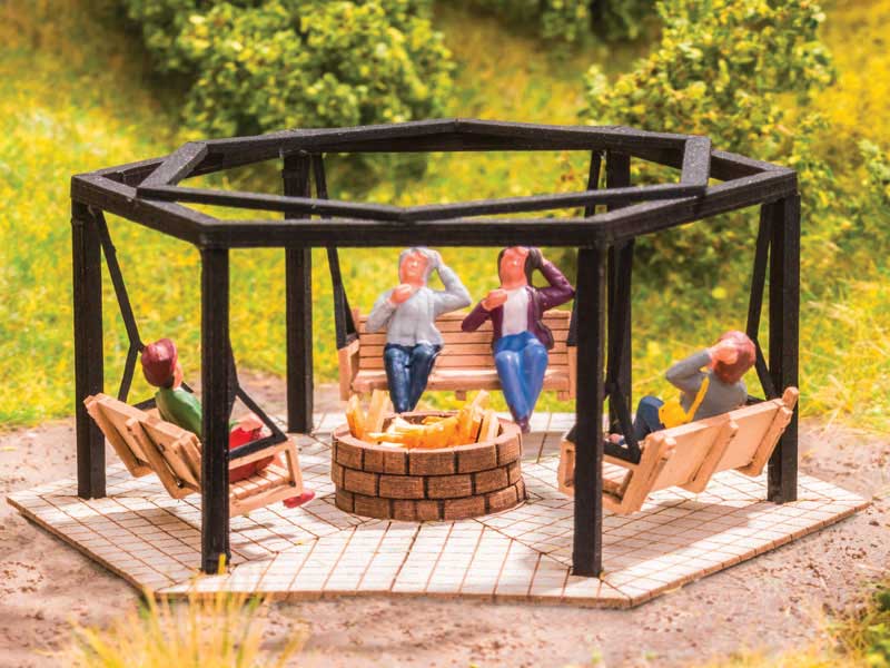 Barbecue Area with Swings - Laser-Cut Minis -- Laser-Cut Kit - 2-11/16 x 2-5/16 x 1-1/16" 6.8 x 5.9 x 2.7cm