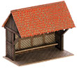 Wood Bus Shelter -- Laser-Cut Wood Kit - 2 x 1-1/4 x 1-11/16" 5 x 3.2 x 4.3cm