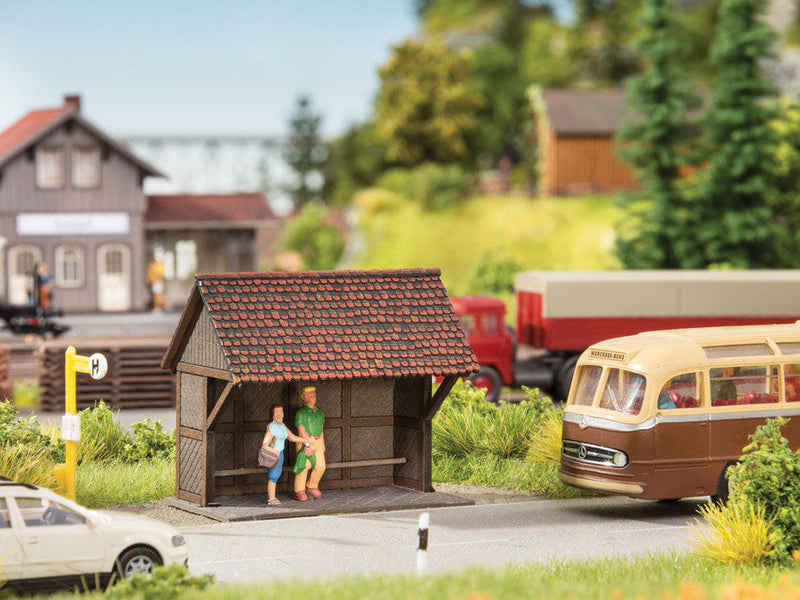 Wooden Bus Shelter -- Laser-Cut Wood Kit - 1-7/16 x 7/8 x 1-1/4" 3.6 x 2.3 x 3.1cm
