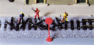 Railway Workers Scene -- Includes 3 Figures, Railroad Ties & Clock