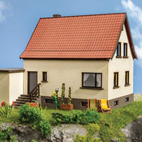 Small Stucco Single-Family House with Garage -- Laser-Cut Kit - 5 x 5-1/16 x 3-3/4" 12.6 x 13.2 x 9.5cm