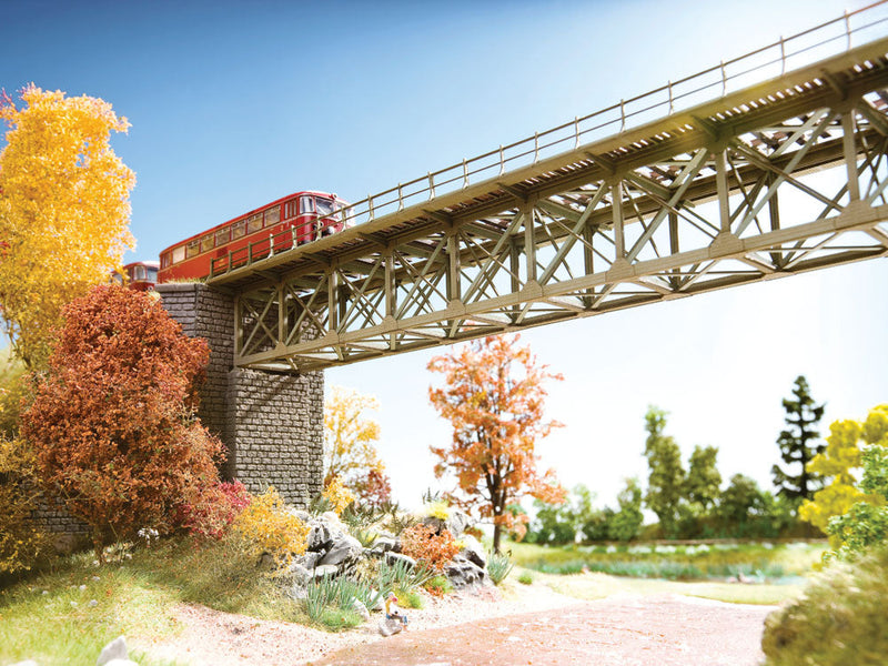 Steel Truss Bridge w/Stone Abutments for Narrow Gauge Railways -- Laser-Cut Cardstock Kit - 5-3/8 x 2-3/16 x 3-13/16" 13.6 x 5.5 x 9.7cm