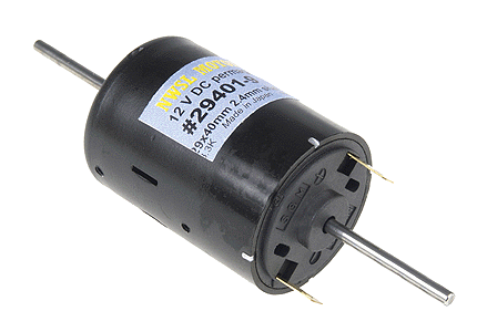 Round Can Motor, 12 Volt DC -- 29 x 40mm, Single Shaft 2.4mm Dia. x 24mm, 10,500rpm