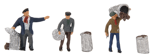 Garbage Men (3) w/Trash Cans (2)