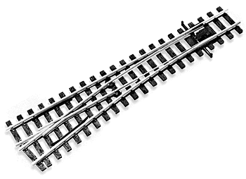 HOm (12mm Meter Gauge) Code 75 Nickel Silver Medium Radius Electrofrog Turnout -- Left Hand