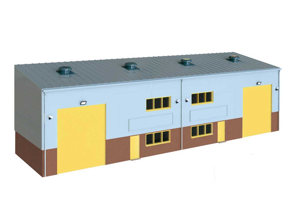 Concrete Industrial/Retail Building - Wills -- Modular Plastic Kit - Stand-Alone Dimensions: 6-5/8 x 6-5/8" 16.8 x 16.8cm