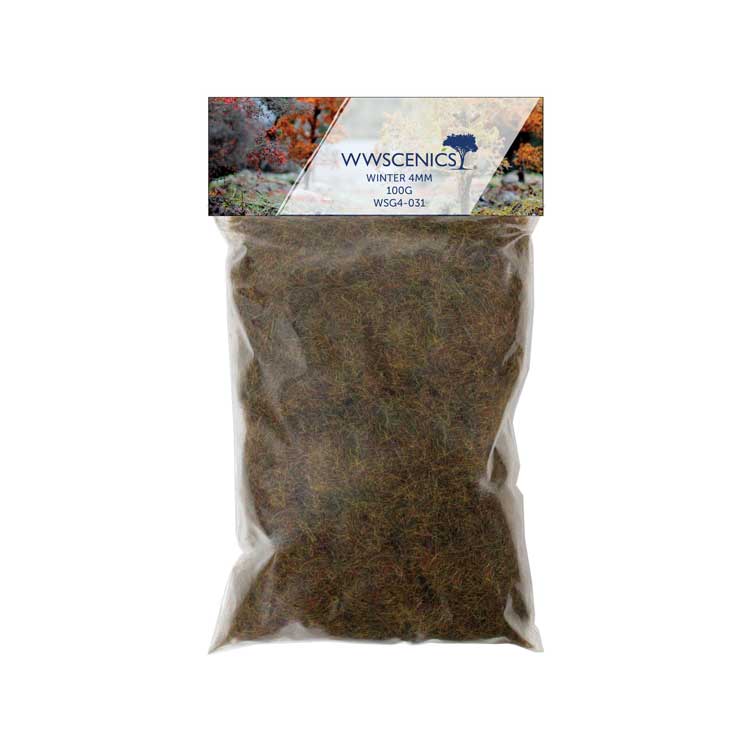 Static Grass 5/32" 4mm Fibers -- Winter 3.5oz 100g