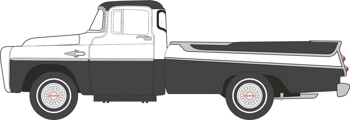 1957 Dodge D100 Sweptside Pick Up Truck - Assembled -- Metallic Charcoal, Glacier White