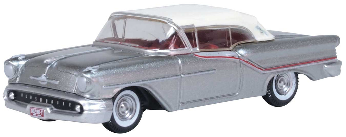 1957 Oldsmobile 88 Convertible - Assembled -- Top Up (Juneau Gray, red, white)