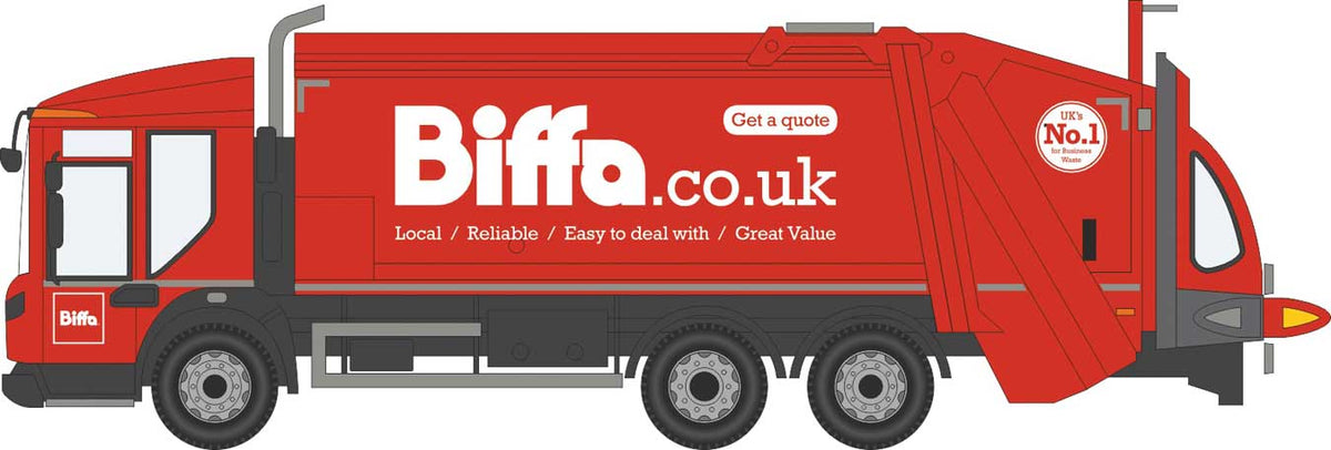 Dennis Eagle Olympus Refuse Collection Vehicle (RCV) - Assembled -- Biffa (red, white)