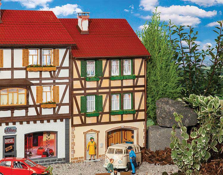 Half-Timber City House with Shop Background-Low Relief -- Kit - 11-13/16 x 6-7/16 x 19-11/16" 30 x 16.3 x 50cm