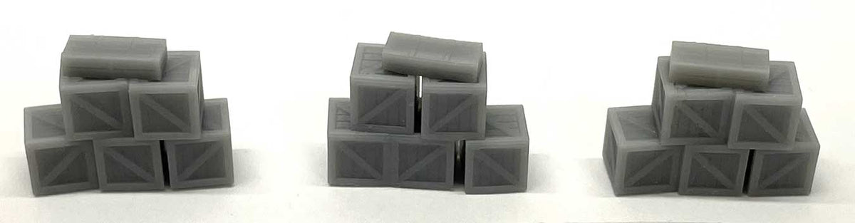 Stack of 5 3' Crates - 3-D Printed Kit -- Type 2 pkg(3)