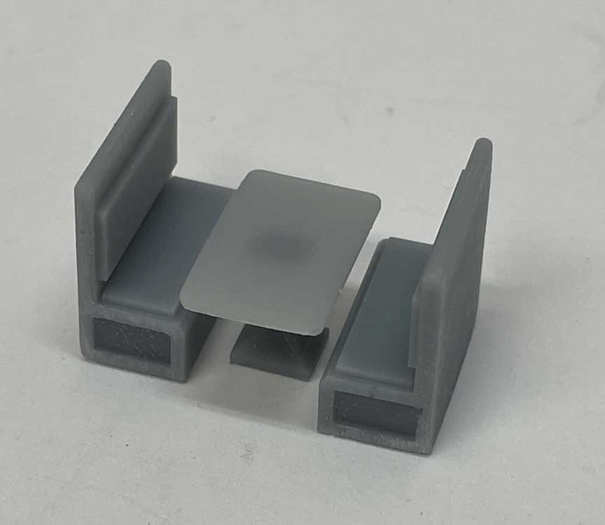 4' Booth and Table Set -- Unpainted 3D Print - 2 Booths and 1 Table