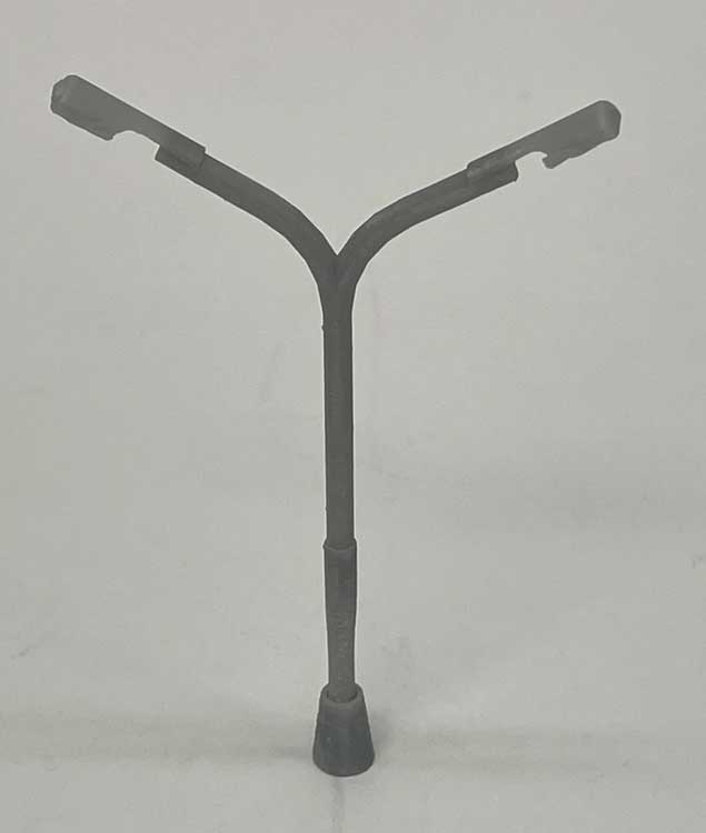 Dual Parking Lot Lights with Bases -- Unpainted 3D Print pkg(2)-1