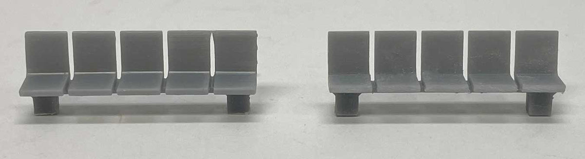 Platform/Waiting Room Seats - Flat Back and Seat -- Unpainted 3D Print pkg(2)