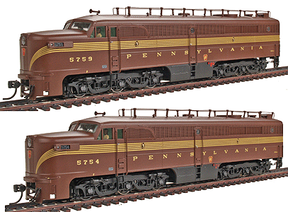 Diesel Alco PA-1 - PB-1 Powered Set w/LokSound -- Pennsylvania #5754A/5759A (5-Stripe, Tuscan, w/Train Phone Antenna)