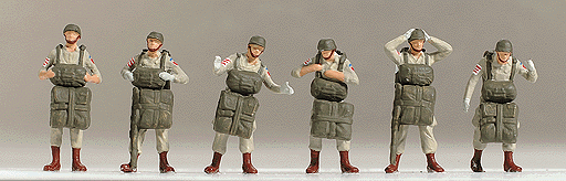 Military - United States WWII - Painted Figure Sets -- Paratroopers w/Chute Packs & Jump Gear pkg(6) -PROJECT CANCELLED