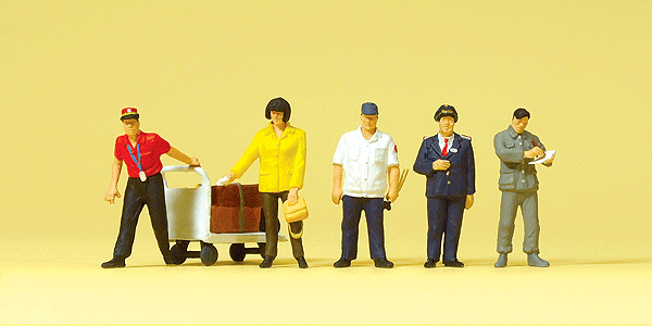 Railroad Personnel -- Chinese Railroad Personnel, Passenger & Luggage Cart pkg(5)