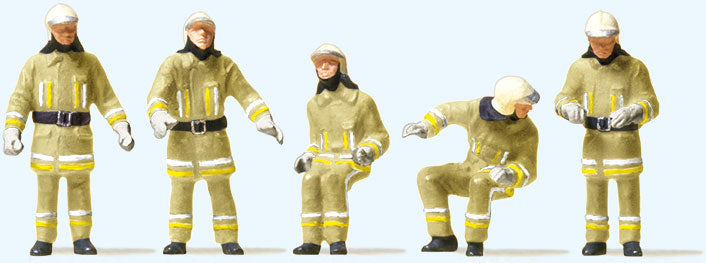 Modern Firemen Fire Truck Team -- Beige Uniforms pkg(5)