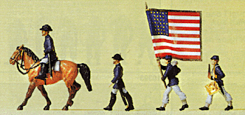 Military - American Civil War 1861-61 - Painted Figure Sets -- Union Flag Group-1 Each Mounted Officer, Infantry, Flag Bearer, Drummer
