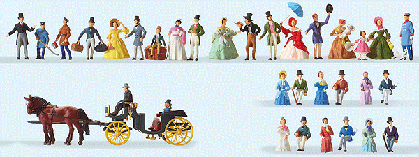 Railway Personnel & Travelers German Railways 175th Anniversary Set pkg(34) -- "Der Adler (The Eagle) 1835 Engine Crew, Passengers & Horse-Drawn Carriage