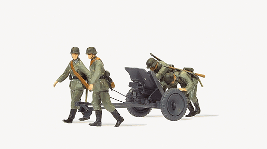 Artillery PAK L/45 3.7cm Anti-Tank Gun w/4-Man Crew -- Former German Army WWII