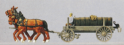 Horse-Drawn Wagon -- Liquid Manure Wagon w/Driver, Team & Wooden Tank