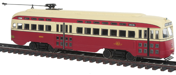 Executive Line Post-War PCC Street Car - Sound & DCC Equipped -- Toronto Transit Commission #4699 w/Full-Length Roof Fan (red, cream)