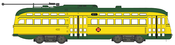 Executive Line Post-War PCC Street Car - Standard DC -- Twin City Lines, Minneapolis, Minnesota #311 Small Roof Vents (green, yellow