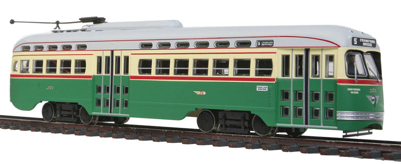 PCC Streetcar w/Tsunami Sound & DCC - Executive Line -- Philadelphia #2171 (green, cream, red)