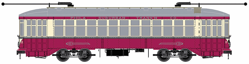 2-Truck Streetcar - Standard DC - Executive Line -- Philadelphia Red Arrow Line #25 (red, white; 69th St. Terminal & Llanerch)
