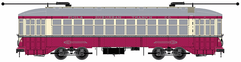2-Truck Streetcar - Standard DC - Executive Line -- Philadelphia Red Arrow Line #26 (red, white; 69th St. Terminal & Westgate Hi