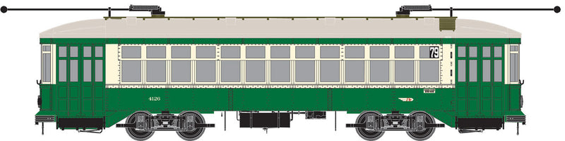 Perley Thomas 2-Truck Streetcar - Standard DC - Executive Line -- Philadelphia PTC #4126 (green, gray, white, Hog Island/Suburban K)