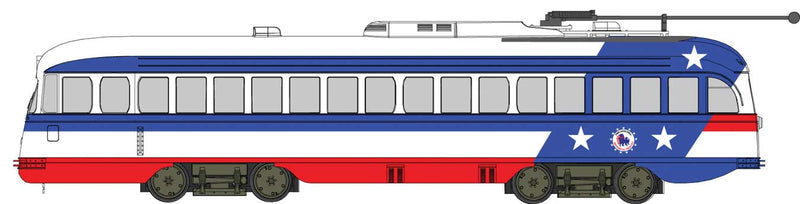 Kansas City-Style Post-War PCC Streetcar - Standard DC - Executive Line -- Bicentennial Scheme - No Number or State (white, blue, red)
