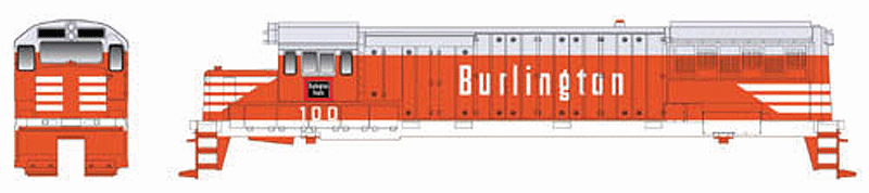 GE U25B Phase 2 w/Tsunami Sound & DCC - Executive Line -- Chicago, Burlington & Quincy #104 (Chinese Red, gray, white)