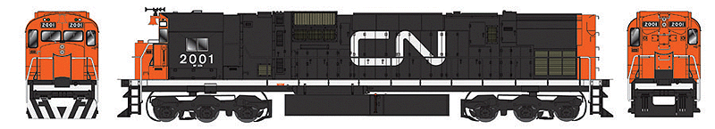 Executive Line Diesel Alco C-630M, Powered, w/SoundTraxx Sound -- Canadian National #2005 Dofasco Trucks