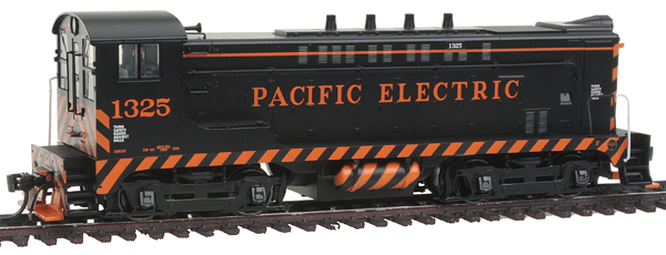 Executive Line Diesel Baldwin VO-1000 Phase 1 w/Tsunami Sound & DCC -- With Trolley Poles, Pacific Electric #1325 (Tiger Stripe, black, orange)