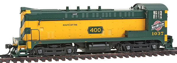 Executive Line Diesel Baldwin VO-1000 Phase 2 - Tsunami Sound & DCC Equipped -- Chicago & North Western #1037 (yellow, green, Streamliner & 400 Slogans)