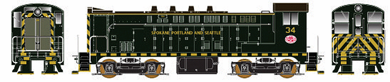 Executive Line Diesel Baldwin VO-1000 Phase 2 - Tsunami Sound & DCC Equipped -- Spokane, Portland & Seattle #34 (black, yellow)