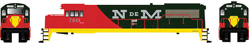 GE U25B w/LokSound & DCC - Executive Line -- Nacionales de Mexico #7601 (red, black, yellow)