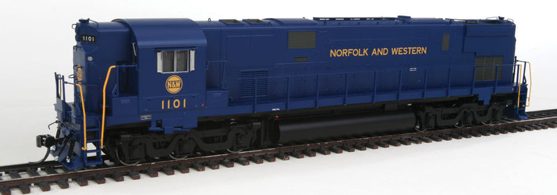 Alco C628 High Hood w/LokSound & DCC - Executive Line -- Norfolk & Western #1101 (blue, yellow, Hamburger Logo)