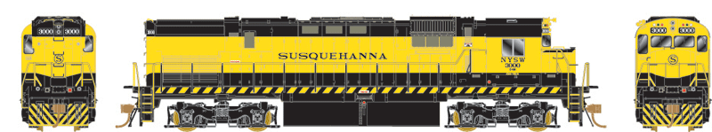 Alco C430 w/LokSound & DCC -- New York, Susquehanna & Western #3006 (Later Scheme, yellow, black)
