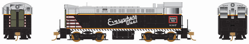 Baldwin VO-1000 - Standard DC -- Chicago, Burlington & Quincy #9367 (black, gray, red, yellow, Dashed Stripe)