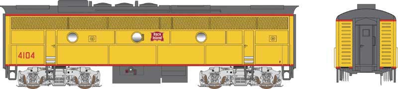 EMD F3B w/LokSound & DCC - Executive Line -- Rock Island #4104 (Ex-UP, Armour Yellow, gray)