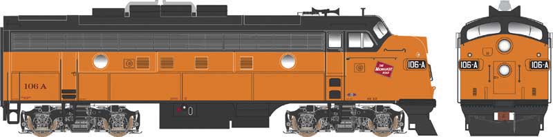 EMD F7A w/LokSound & DCC - Executive Line -- Milwaukee Road #84A (orange, black, TMR Logo)