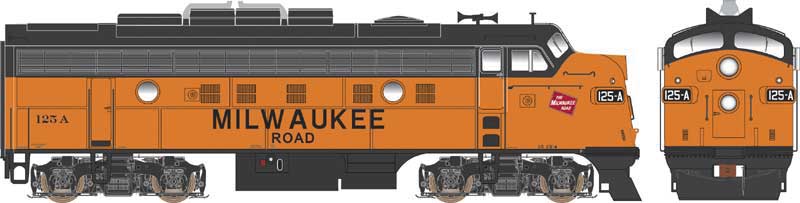 EMD F9A w/LokSound & DCC - Executive Line -- Milwaukee Road #125A (orange, black, Large Side Lettering, TMR Logo)