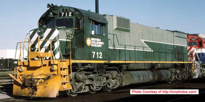 Montreal Locomotive Works M630 - LokSound & DCC - Executive Line -- British Columbia Railway #707 (2-Tone Green; Nose Stripes, Inset Ditch Light