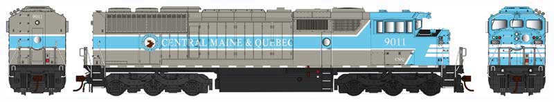 GMD SD40-2F - LokSound & DCC - Executive Line -- Central Maine & Quebec 9011 (gray, blue, Porthole Door)