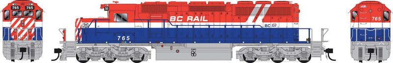 GMD SD40-2 - LokSound & DCC - Executive Line -- British Columbia Railway #767 (Hockey Stick; red, white, blue, Late Blower)