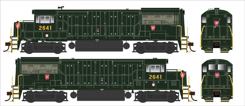 GE U25B Phase III - LokSound and DCC -- Pennsylvania Railroad 2641 (Brunswick Green, Small Logos)